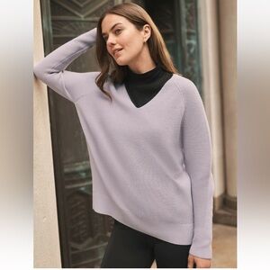 Athleta Merino Wool Lavender V-Neck Women's Sweater